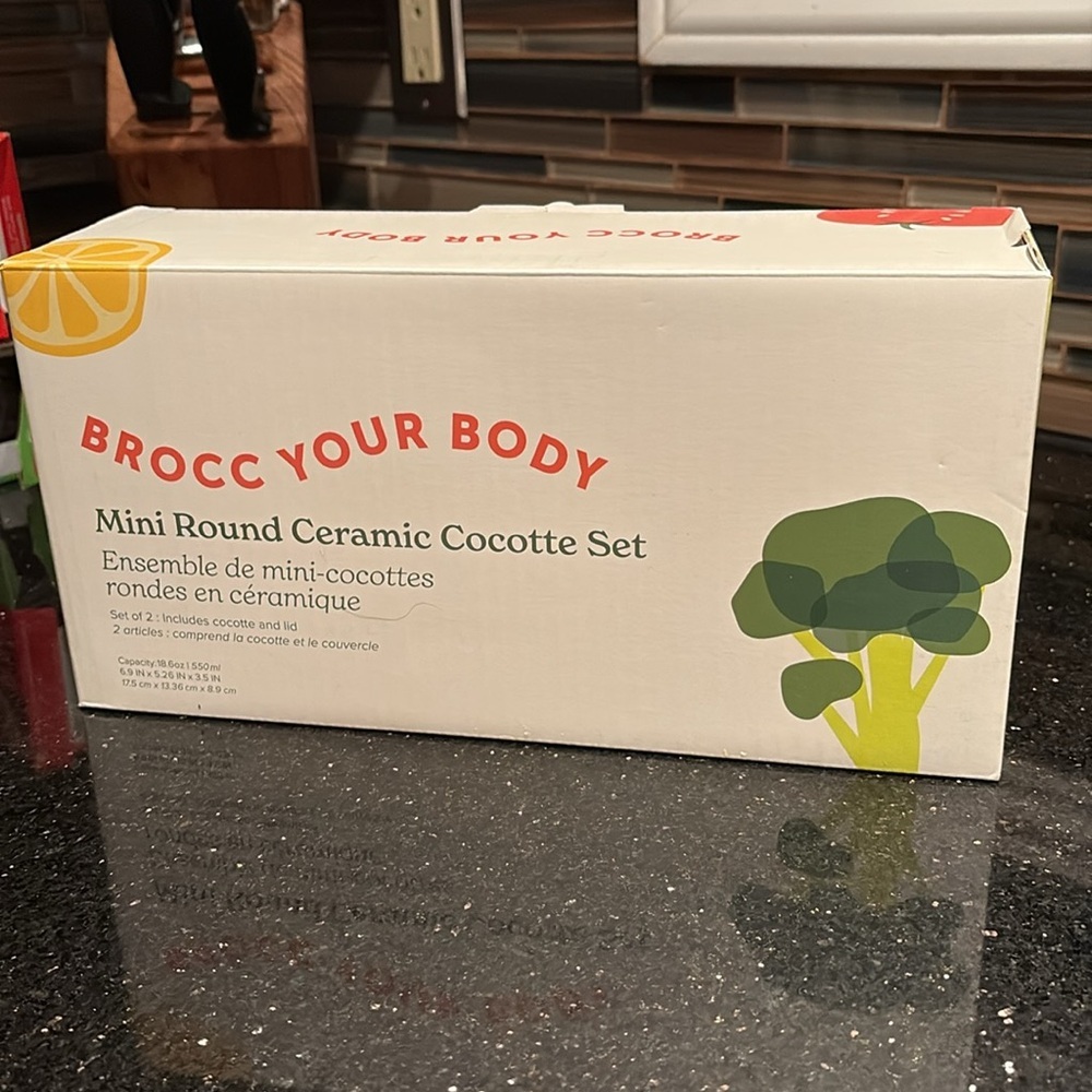 Brocc your Body ! Mini Round Ceramic Cocotte Set: New in Box!